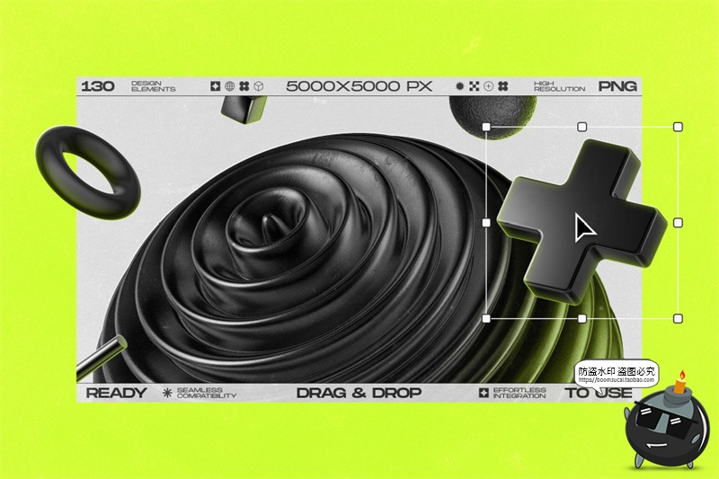 图片[12]-黑色抽象艺术未来科幻3D哑光金属几何主视觉图形PNG免抠图片素材-设计猿