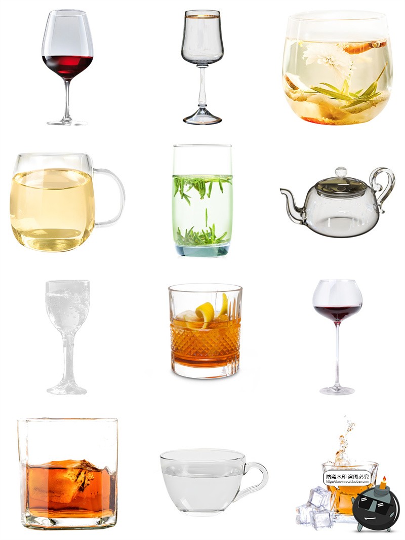 图片[4]-透明玻璃杯啤酒酒具红酒茶杯高脚杯水杯子洋酒PNG免扣素材图片-设计猿