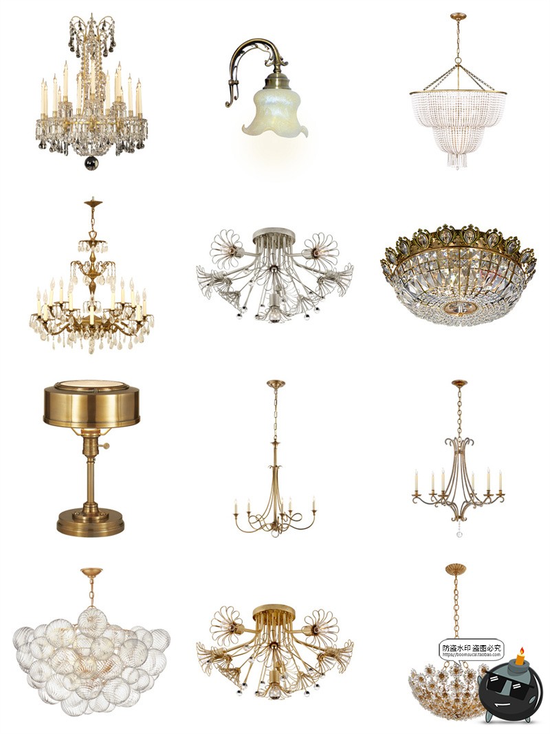 图片[2]-欧式复古水晶吊灯灯饰婚礼婚庆免抠装饰道具后期合成PNG免抠素材-设计猿
