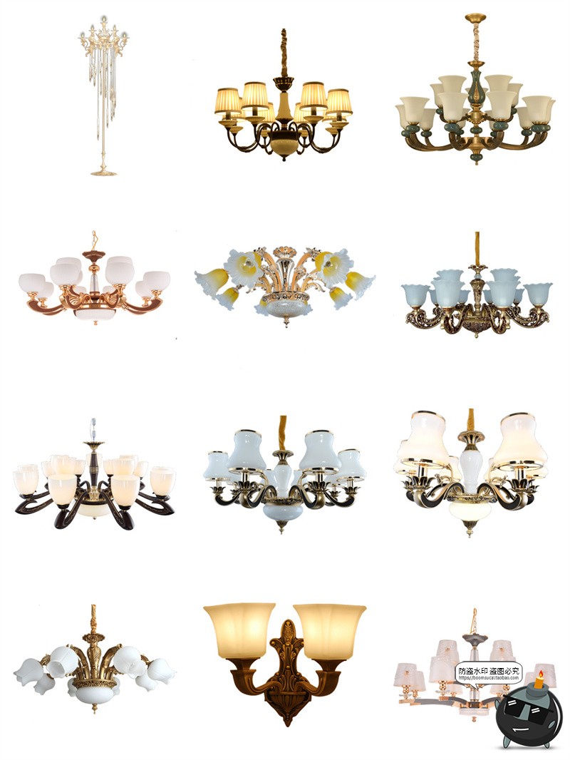 图片[4]-欧式复古水晶吊灯灯饰婚礼婚庆免抠装饰道具后期合成PNG免抠素材-设计猿