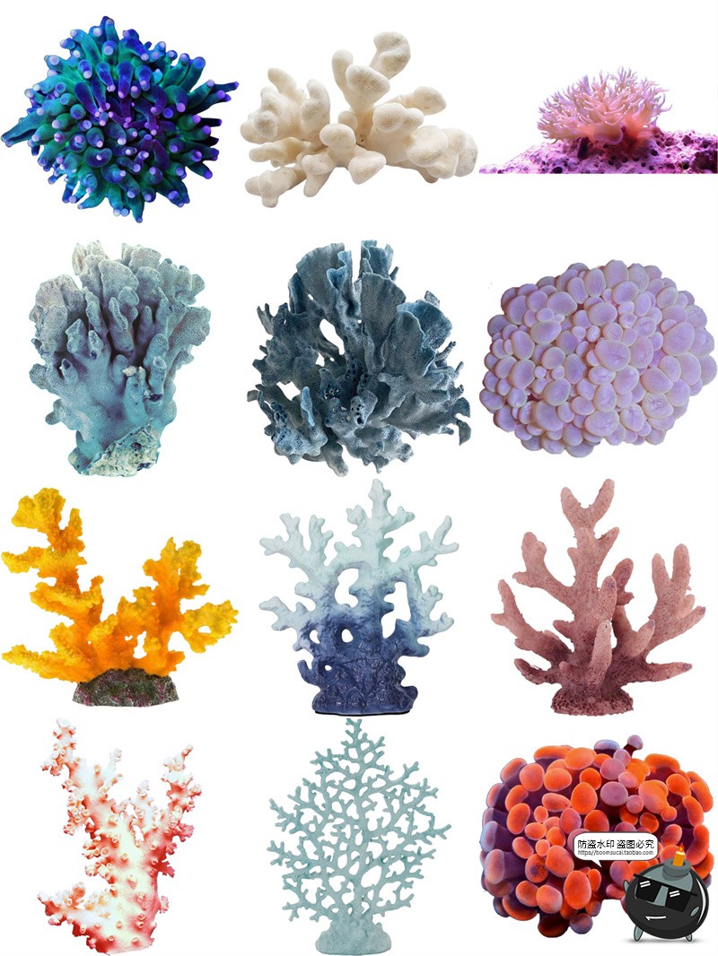 图片[1]-高清海底海洋珊瑚水草石头手账后期合成元素装饰图案PNG免抠素材-设计猿
