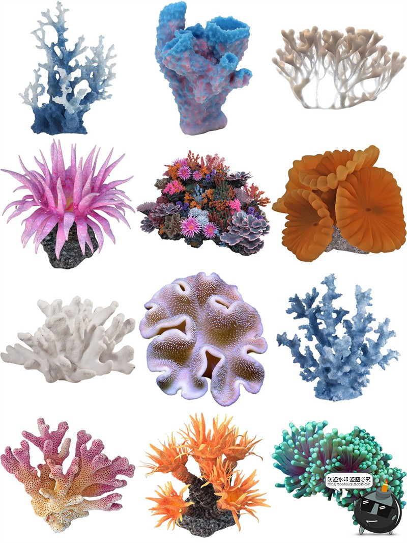 图片[2]-高清海底海洋珊瑚水草石头手账后期合成元素装饰图案PNG免抠素材-设计猿