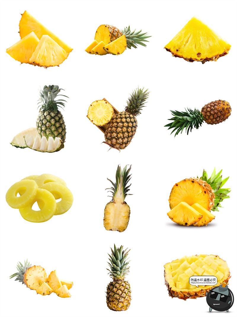 图片[2]-菠萝凤梨菠萝蜜新鲜切片果汁海报商品装饰手帐贴纸PNG免扣素材图-设计猿