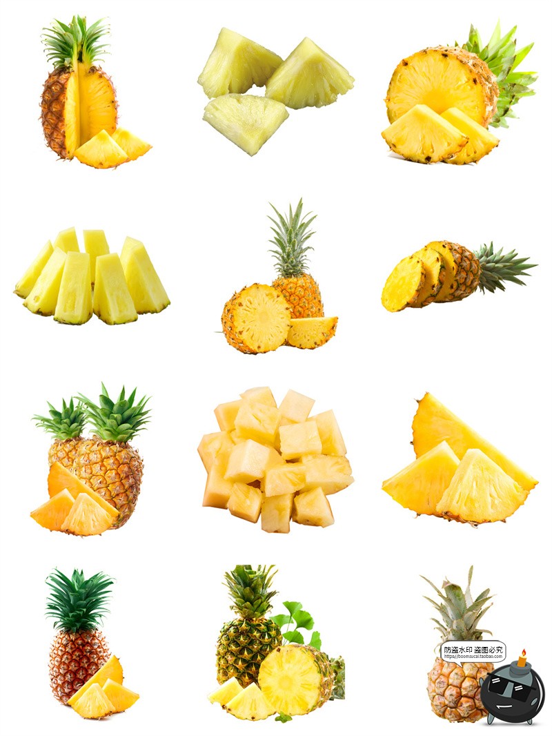 图片[4]-菠萝凤梨菠萝蜜新鲜切片果汁海报商品装饰手帐贴纸PNG免扣素材图-设计猿