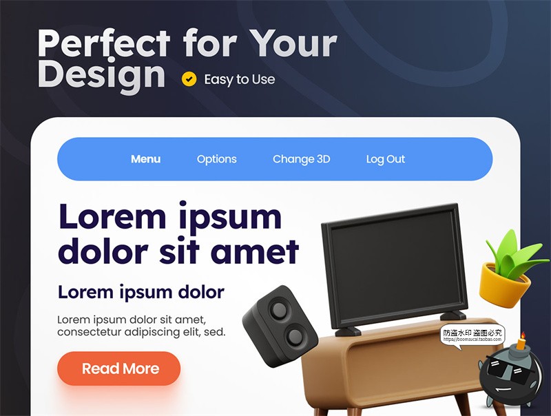 图片[6]-Q版3D卡通创意家居家具家用电器3D插图UI界面obj图标PNG免扣素材-设计猿