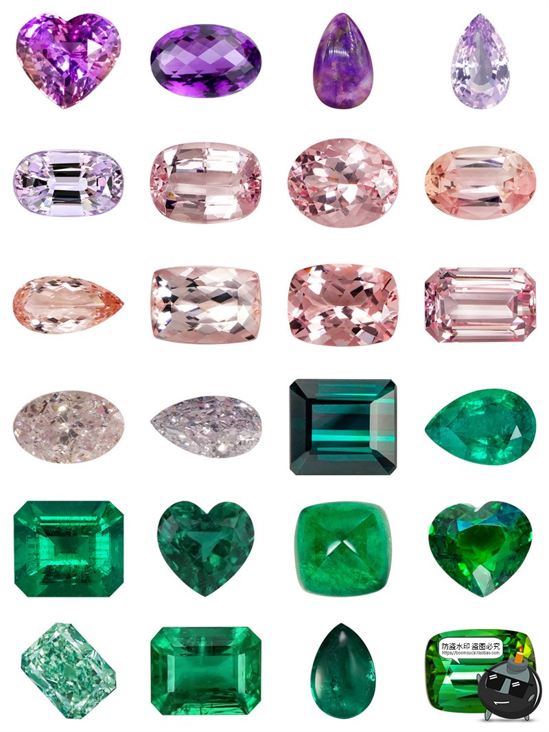 图片[1]-钻石红蓝绿宝石晶体玻璃水晶元素PNG免扣珠宝装饰图片手账素材图-设计猿