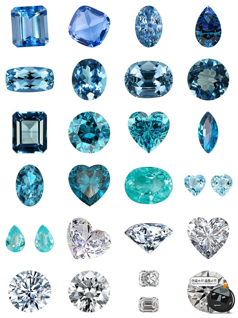 图片[5]-钻石红蓝绿宝石晶体玻璃水晶元素PNG免扣珠宝装饰图片手账素材图-设计猿