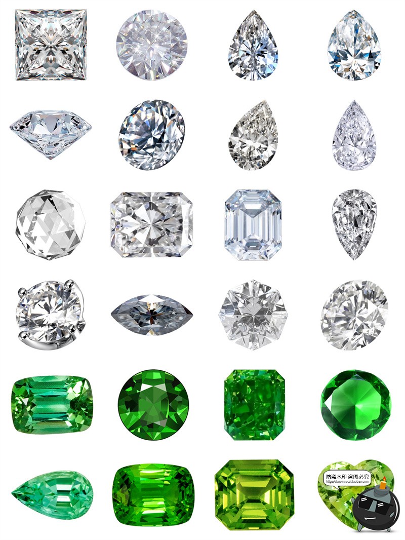 图片[7]-钻石红蓝绿宝石晶体玻璃水晶元素PNG免扣珠宝装饰图片手账素材图-设计猿