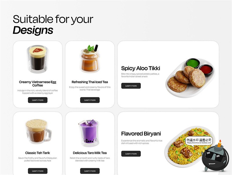 图片[5]-3D卡通亚洲中国美食小吃包子炒饭饺子炒面烤肉图标PNG免抠素材图-设计猿