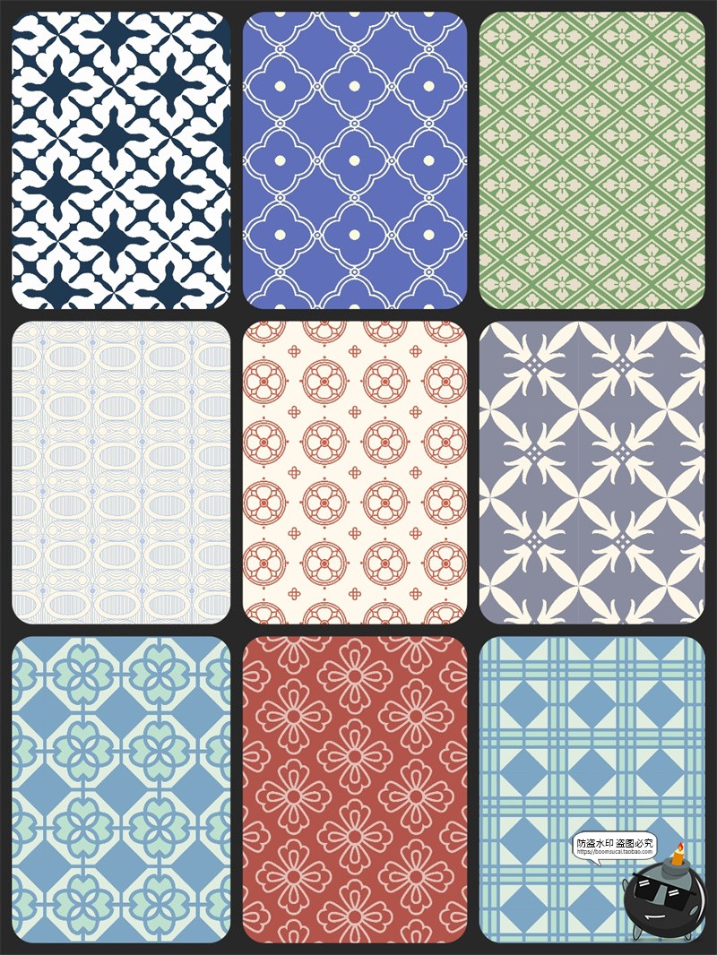 图片[3]-港式轻复古几何连续无缝平铺贴图案底纹背景图片AI矢量JPG素材图-设计猿