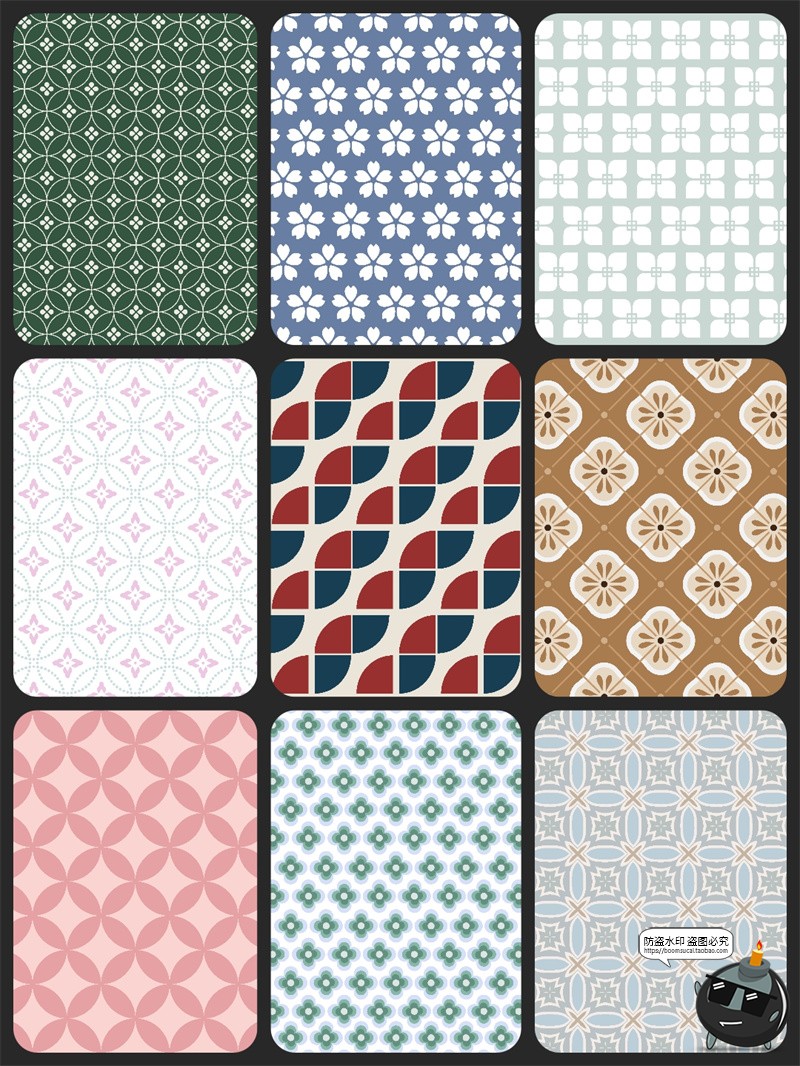 图片[5]-港式轻复古几何连续无缝平铺贴图案底纹背景图片AI矢量JPG素材图-设计猿