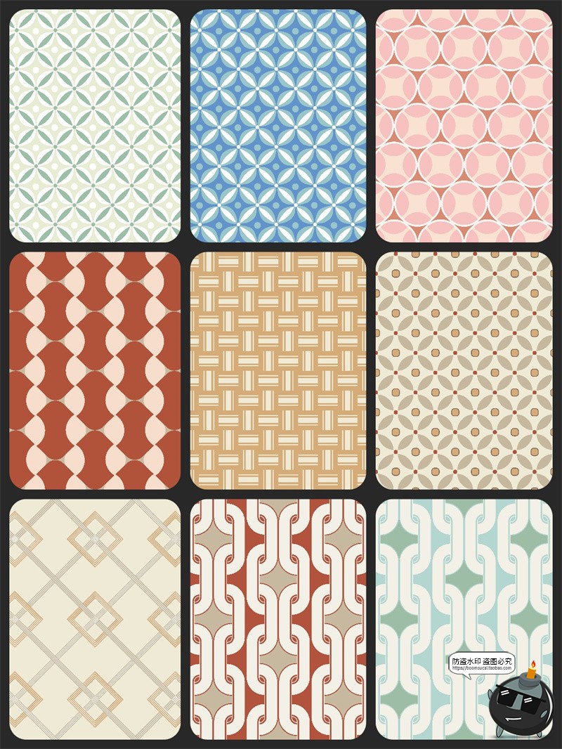 图片[8]-港式轻复古几何连续无缝平铺贴图案底纹背景图片AI矢量JPG素材图-设计猿