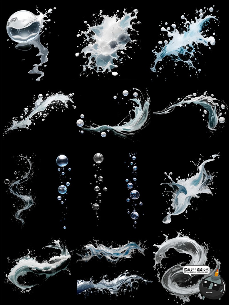 图片[2]-高清水波浪花飞溅水魔法水花美工海报装饰元素手账PNG免抠素材图-设计猿