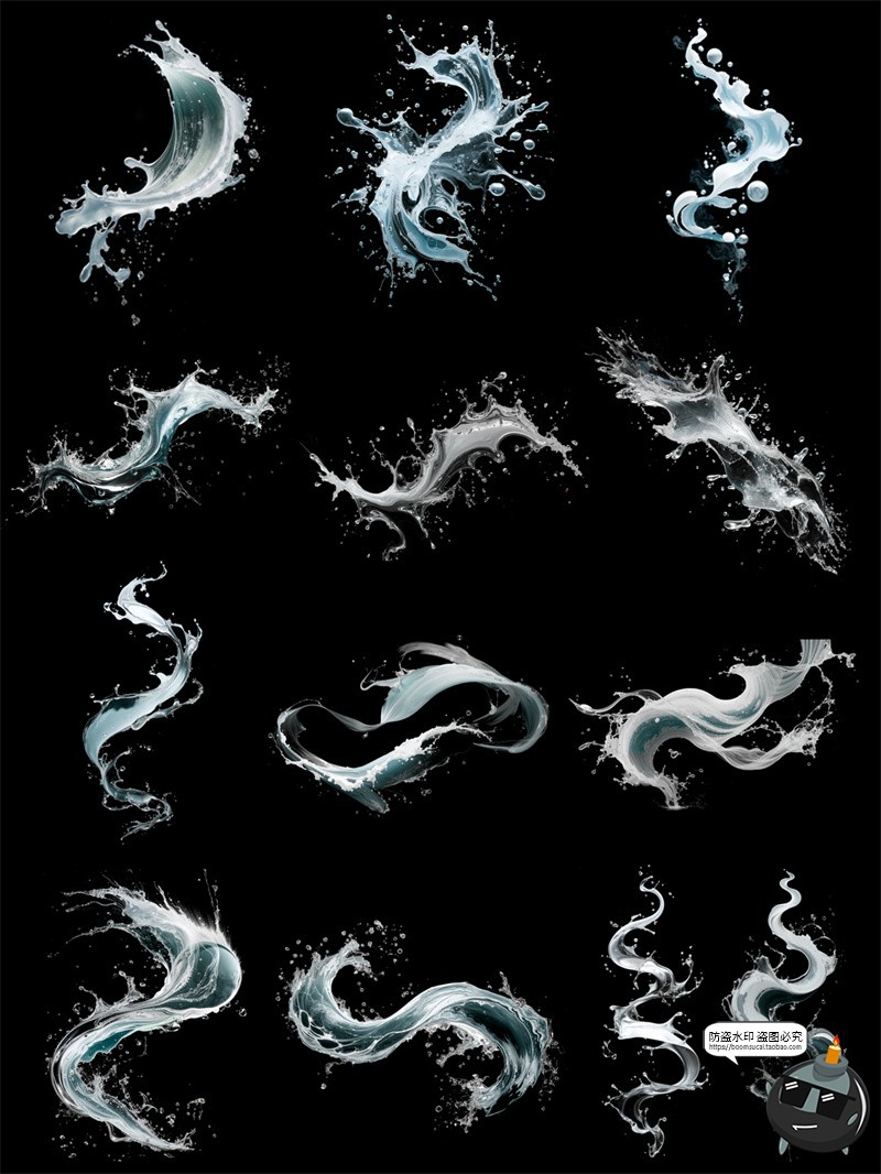 图片[3]-高清水波浪花飞溅水魔法水花美工海报装饰元素手账PNG免抠素材图-设计猿