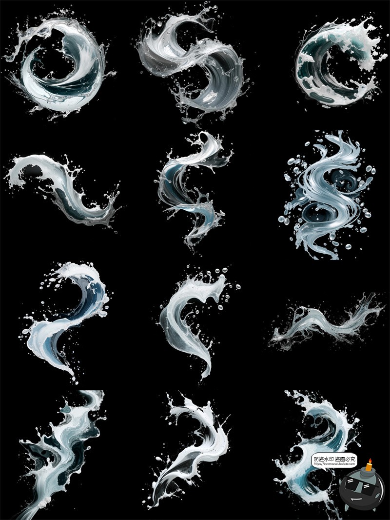 图片[4]-高清水波浪花飞溅水魔法水花美工海报装饰元素手账PNG免抠素材图-设计猿