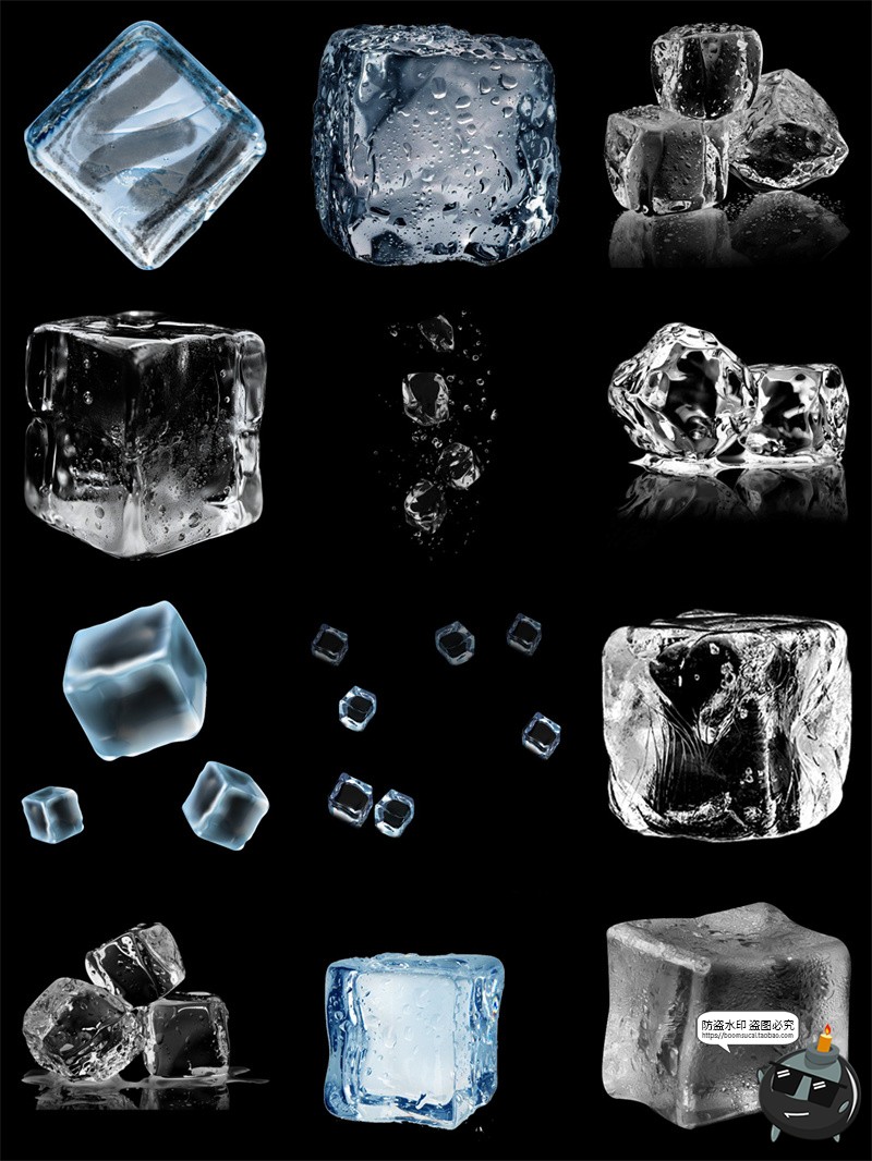 图片[1]-冰块方形冷冻方块结冰冷饮冰饮广告海报透明底免抠图PNG图片素材-设计猿