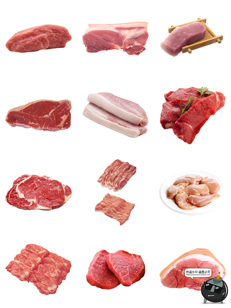 图片[2]-新鲜生肉猪肉鸡肉五花肉豚腿肉食物食品超市海报元素PNG免扣素材-设计猿