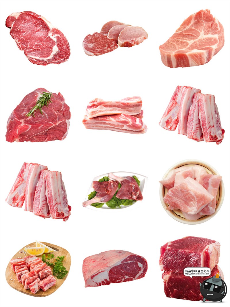 图片[4]-新鲜生肉猪肉鸡肉五花肉豚腿肉食物食品超市海报元素PNG免扣素材-设计猿