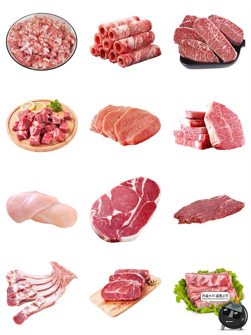 图片[7]-新鲜生肉猪肉鸡肉五花肉豚腿肉食物食品超市海报元素PNG免扣素材-设计猿