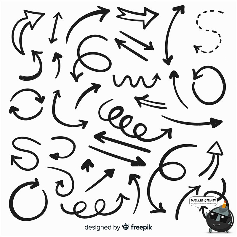 图片[5]-400款各类方向箭头指向指示图形UI图标手绘箭头AI矢量平面素材图-设计猿