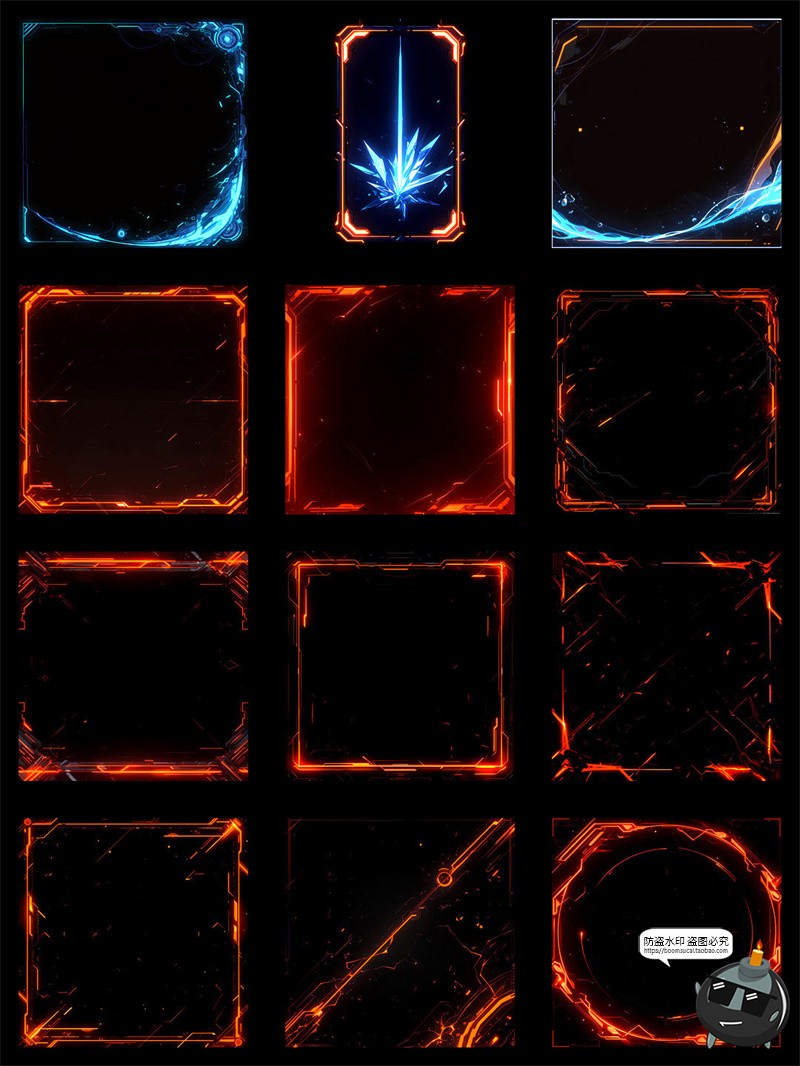 图片[2]-炫酷赛博朋克科技风边框美工游戏手账后期特效合成PNG免抠素材图-设计猿