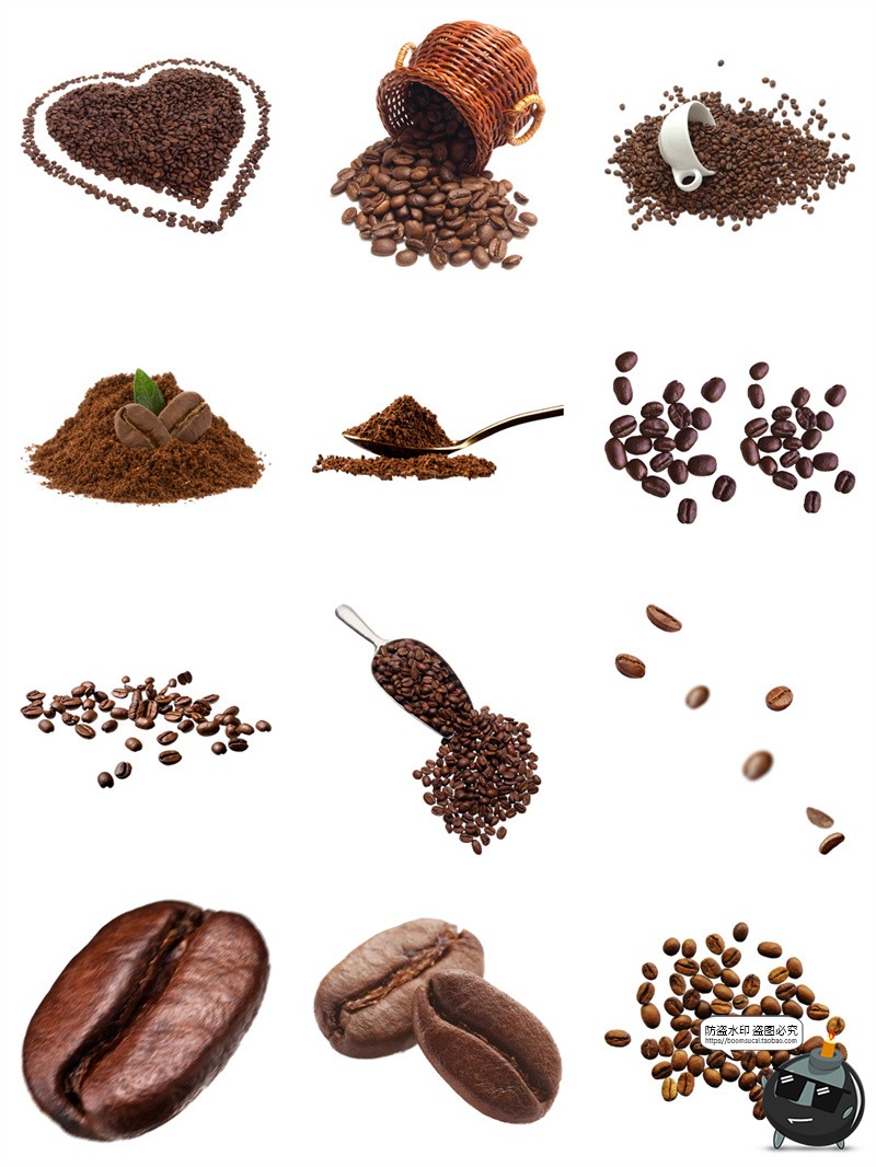 图片[2]-咖啡豆咖啡粉可可粉原料细节飞舞飞洒装饰海报元素PNG免抠素材-设计猿