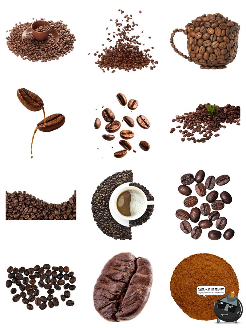 图片[3]-咖啡豆咖啡粉可可粉原料细节飞舞飞洒装饰海报元素PNG免抠素材-设计猿