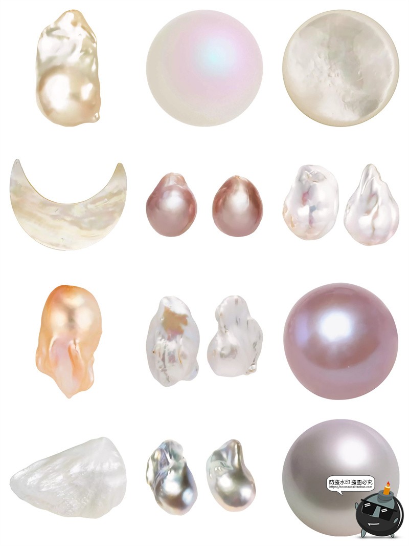 图片[2]-珍珠贝壳扇贝珠光钙化海螺异形贝类珠宝海报元素手帐PNG免抠素材-设计猿
