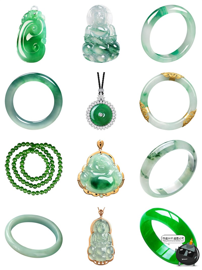 图片[2]-真实绿色玉器玉雕翡翠手镯玉石珠宝海报广告背景装饰PNG免扣素材-设计猿