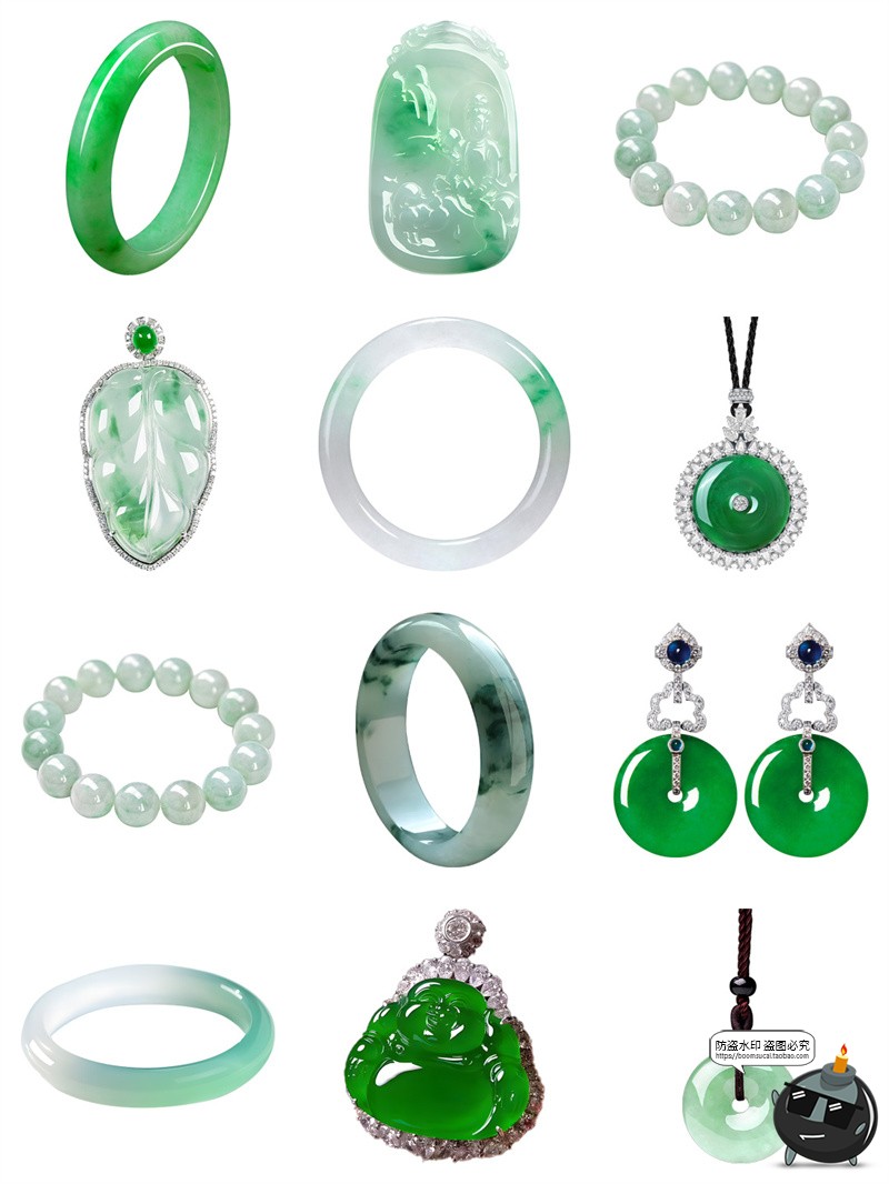 图片[3]-真实绿色玉器玉雕翡翠手镯玉石珠宝海报广告背景装饰PNG免扣素材-设计猿
