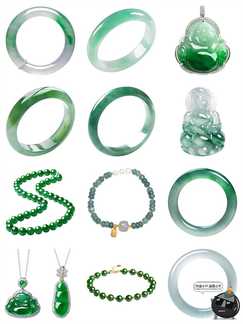 图片[4]-真实绿色玉器玉雕翡翠手镯玉石珠宝海报广告背景装饰PNG免扣素材-设计猿