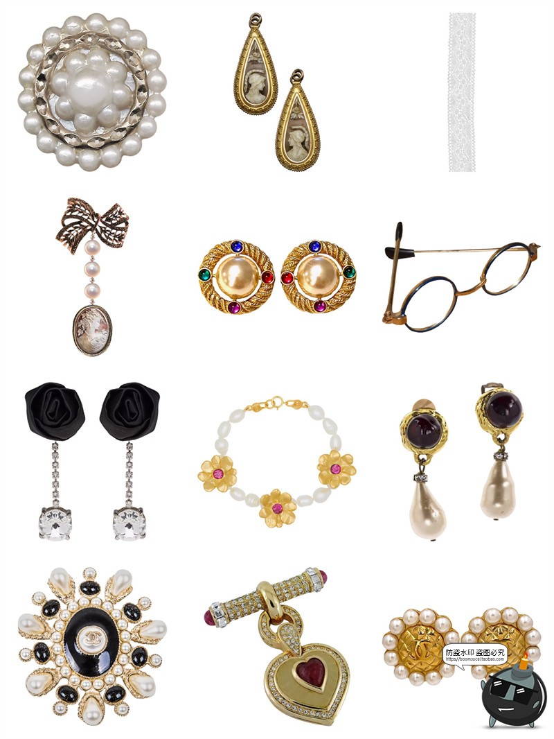 图片[5]-高级欧式复古奢华巴洛克宫廷珠宝首饰项链耳环免抠PNG手帐素材图-设计猿