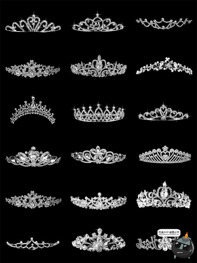 图片[1]-梦幻婚礼头饰钻石皇冠插画头像照片装饰PNG免抠透明背景素材图片-设计猿