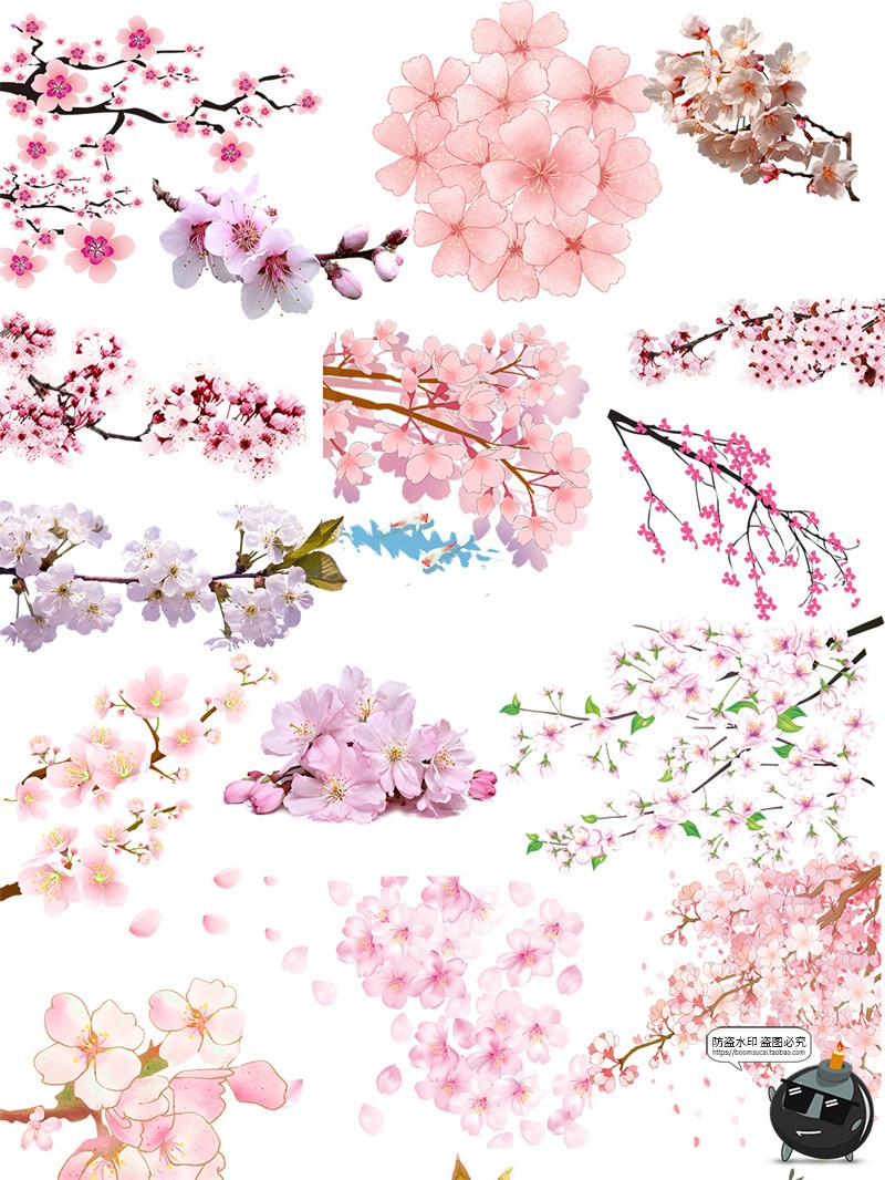 图片[5]-梅花树园林景观樱花飘落花瓣场景街景道路平面装饰PNG免抠PSD素材-设计猿