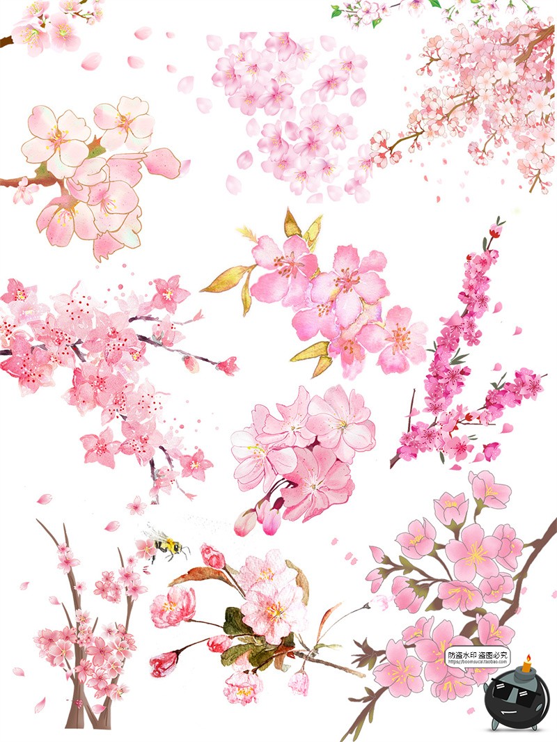 图片[7]-梅花树园林景观樱花飘落花瓣场景街景道路平面装饰PNG免抠PSD素材-设计猿