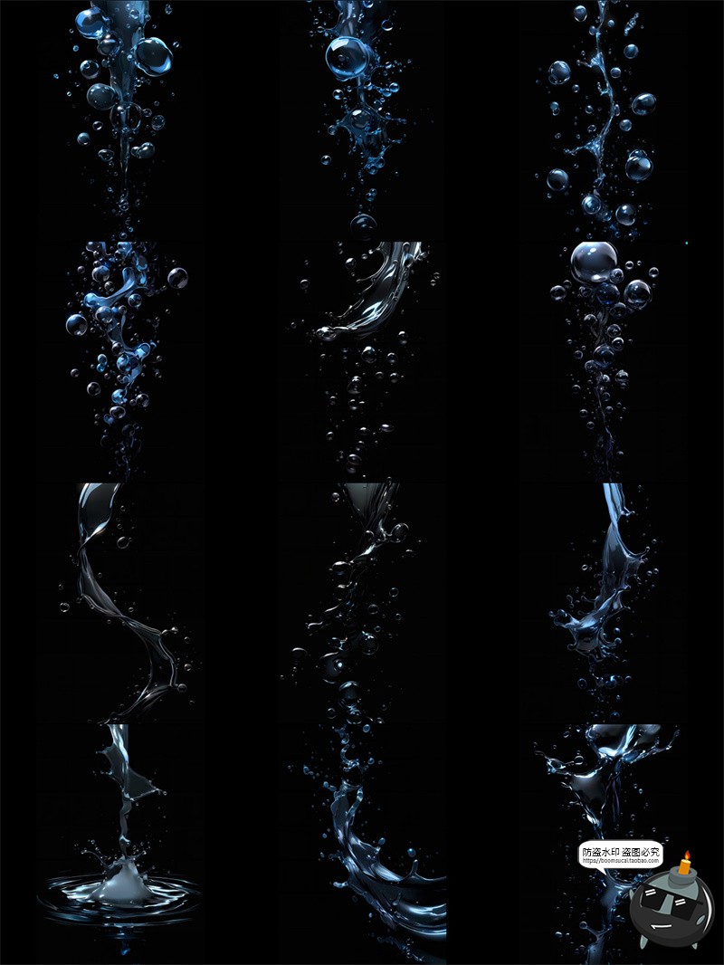 图片[1]-高清水花水泡飞溅水面涟漪波纹水柱水滴美工海报手账PNG免抠素材-设计猿