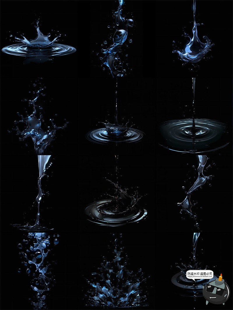 图片[2]-高清水花水泡飞溅水面涟漪波纹水柱水滴美工海报手账PNG免抠素材-设计猿