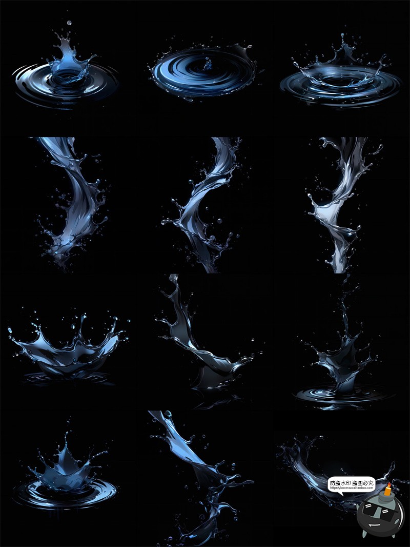 图片[3]-高清水花水泡飞溅水面涟漪波纹水柱水滴美工海报手账PNG免抠素材-设计猿