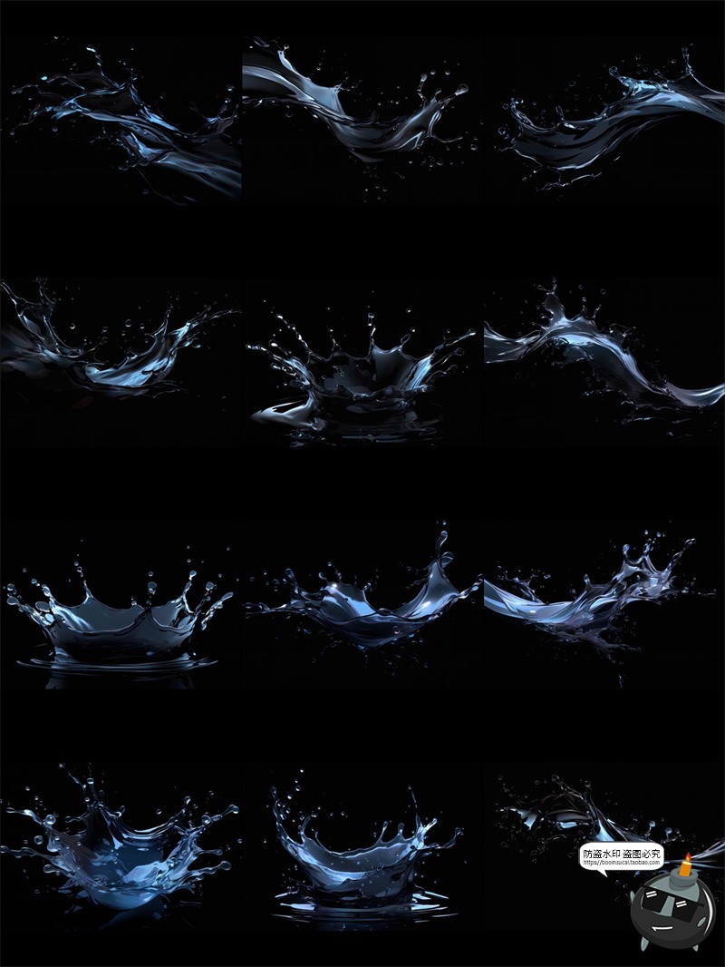 图片[4]-高清水花水泡飞溅水面涟漪波纹水柱水滴美工海报手账PNG免抠素材-设计猿