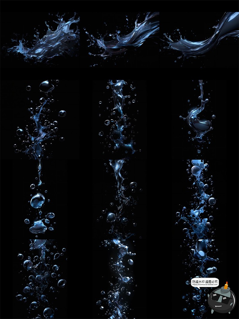 图片[5]-高清水花水泡飞溅水面涟漪波纹水柱水滴美工海报手账PNG免抠素材-设计猿