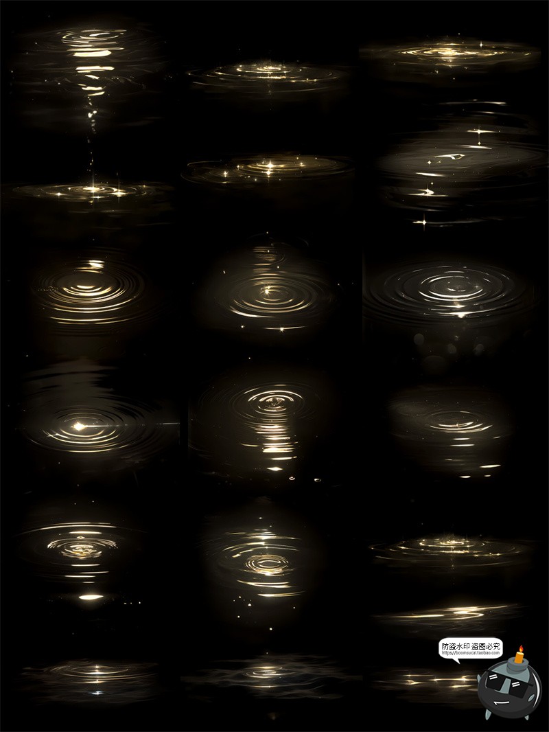 图片[1]-高清金色星光水面波纹涟漪美工海报饭圈后期特效元素PNG免抠素材-设计猿