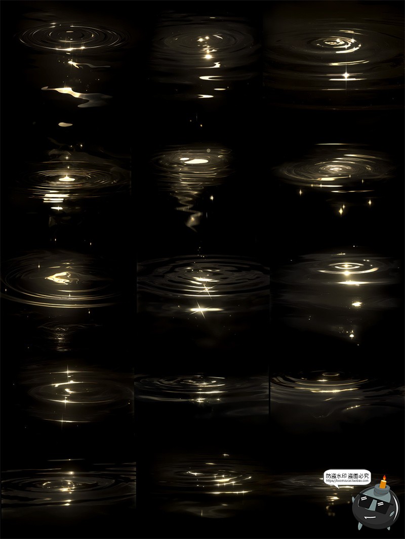 图片[2]-高清金色星光水面波纹涟漪美工海报饭圈后期特效元素PNG免抠素材-设计猿