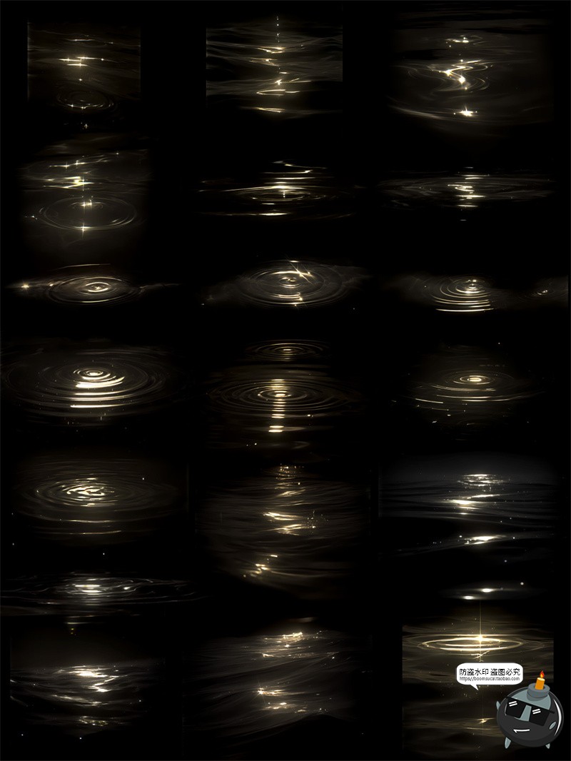 图片[4]-高清金色星光水面波纹涟漪美工海报饭圈后期特效元素PNG免抠素材-设计猿