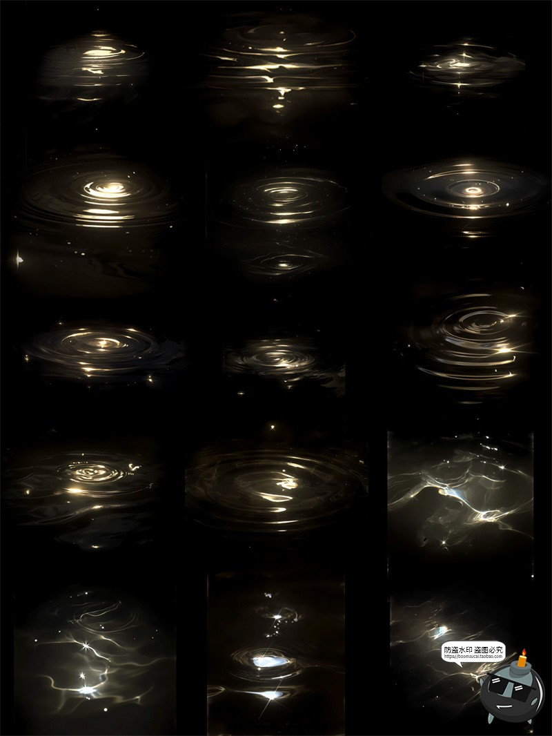 图片[5]-高清金色星光水面波纹涟漪美工海报饭圈后期特效元素PNG免抠素材-设计猿