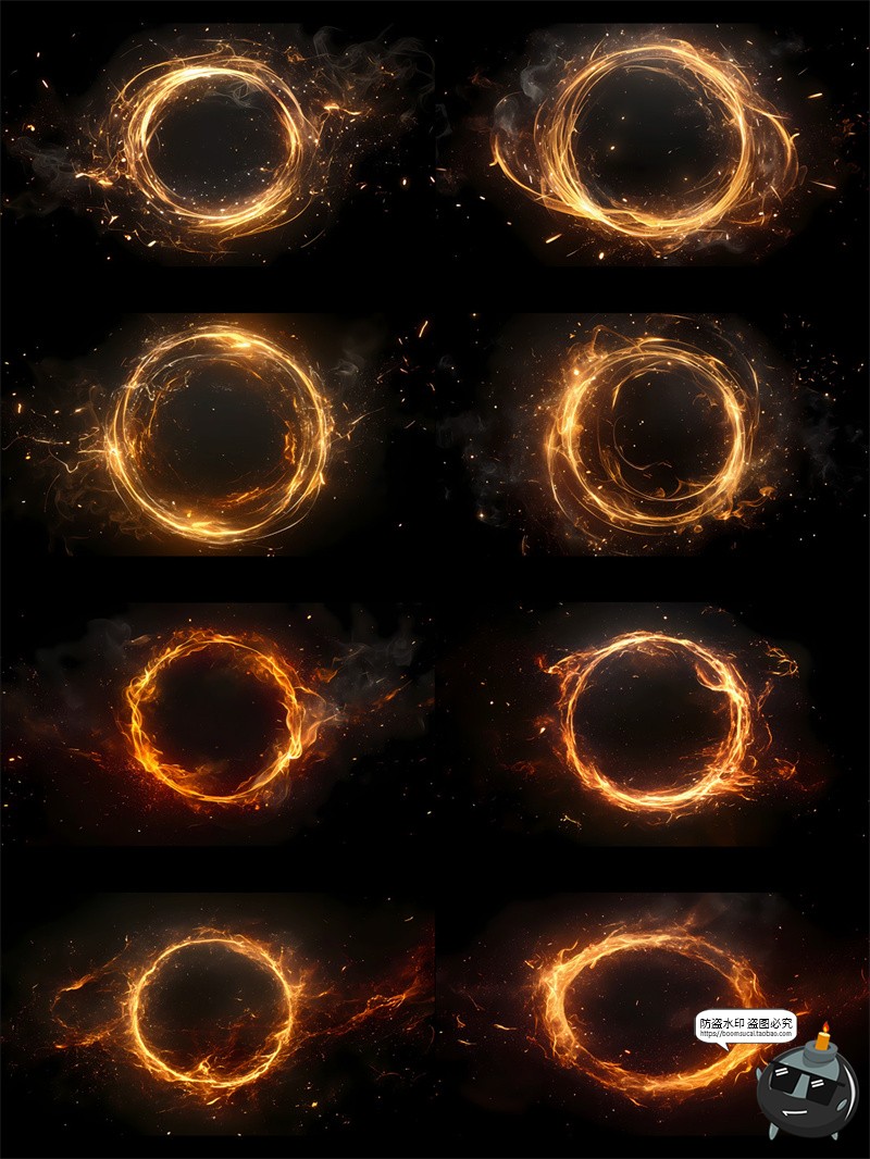 图片[1]-火焰燃烧圆环光束带冬季保暖图标特效海报装饰PNG免抠美工素材-设计猿