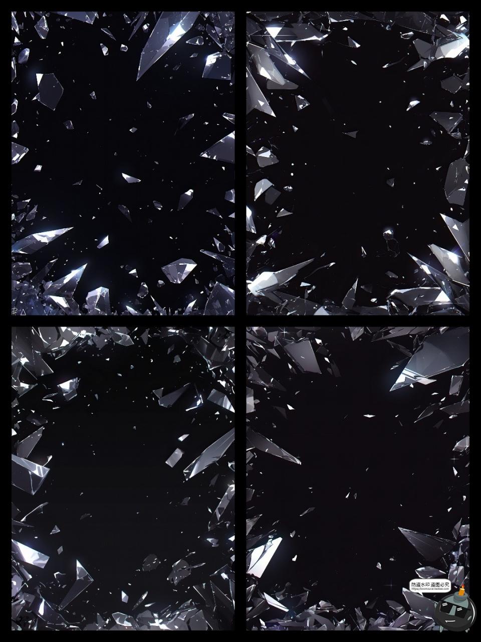 图片[1]-魔幻现实透明破碎玻璃碎片边框装饰相框透明背景特效PNG免抠素材-设计猿