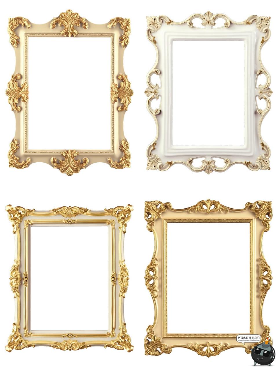 图片[4]-复古欧式巴洛克边框金色画框照片透明背景相框图片PNG免抠素材图-设计猿
