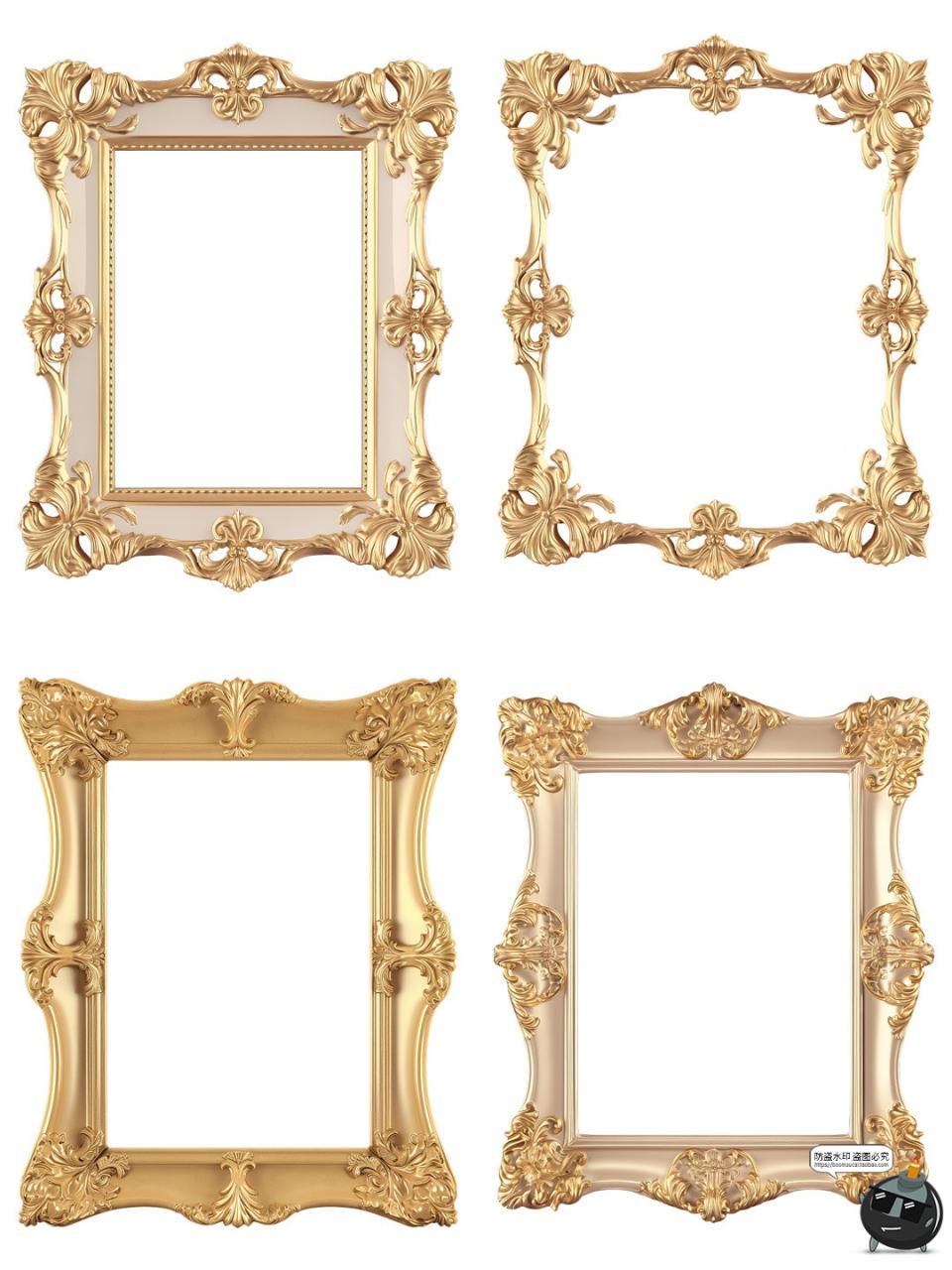 图片[6]-复古欧式巴洛克边框金色画框照片透明背景相框图片PNG免抠素材图-设计猿