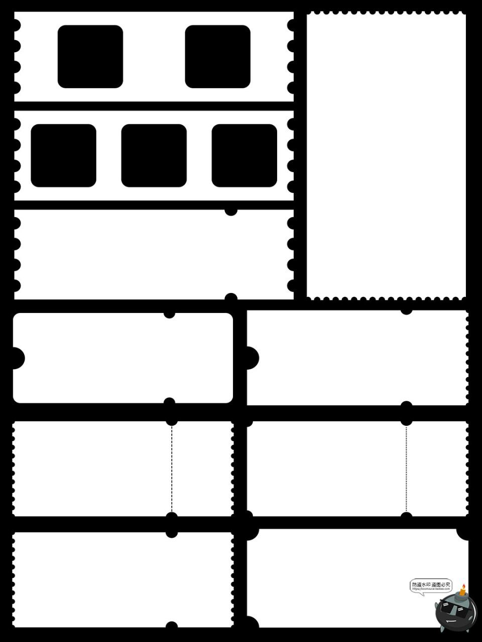 图片[3]-复古邮票邮戳门票票根黑白边框图案底纹图形形状PNG免扣图片素材-设计猿
