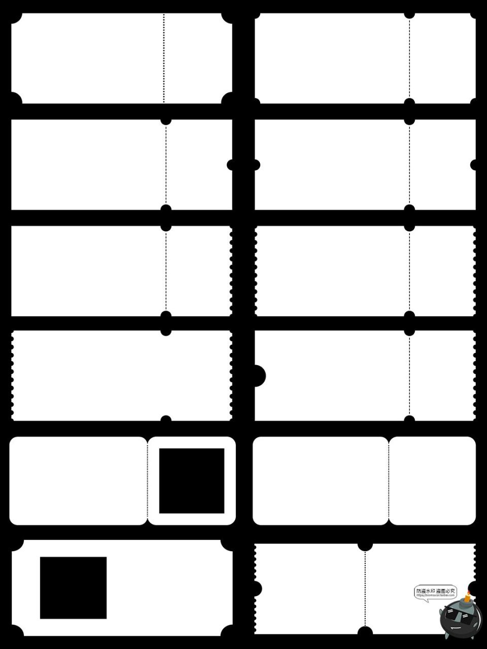 图片[4]-复古邮票邮戳门票票根黑白边框图案底纹图形形状PNG免扣图片素材-设计猿